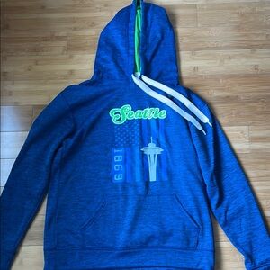 Wear Code Seattle Blue Hoodie with Space Needle and Green Details Size Large